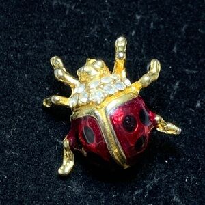LADYBUG BROOCH WITH ENAMEL AND RHINESTONES DETAIL